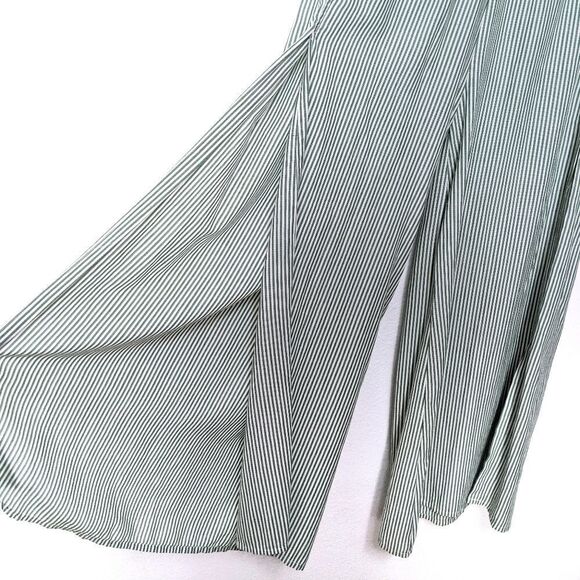 ONIA Green Striped High Slit Wide Leg Pants L - Picture 4 of 9
